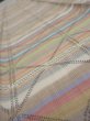 Photo4: 2S08z30  Japanese Kimono Silk TSUMUGI FABRIC Lattice Brown-Gray 59.1x7.7 (4)