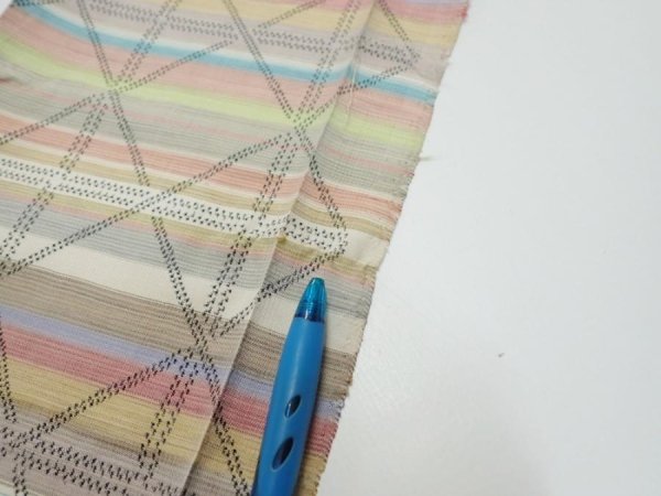 Photo7: 2S08z30  Japanese Kimono Silk TSUMUGI FABRIC Lattice Brown-Gray 59.1x7.7 (7)