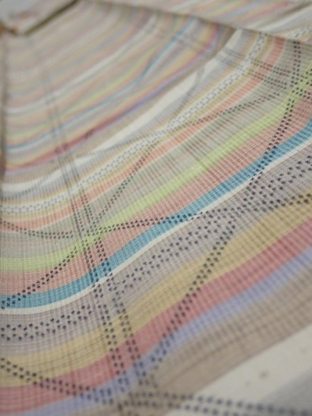 Photo4: 2S09z40  Japanese Kimono Silk TSUMUGI FABRIC Lattice Brown-Gray 86.6x6.9 (4)