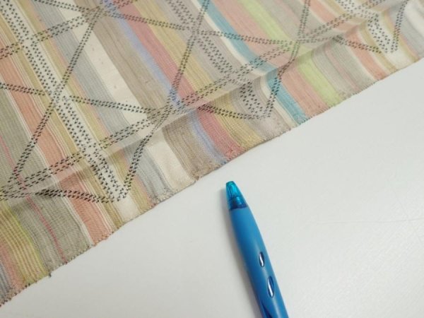 Photo6: 2S09z40  Japanese Kimono Silk TSUMUGI FABRIC Lattice Brown-Gray 86.6x6.9 (6)