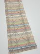 Photo2: 2S10z20  Japanese Kimono Silk TSUMUGI FABRIC Lattice Brown-Gray 37.0x6.7 (2)
