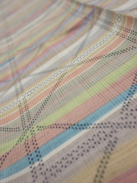 Photo4: 2S10z20  Japanese Kimono Silk TSUMUGI FABRIC Lattice Brown-Gray 37.0x6.7 (4)