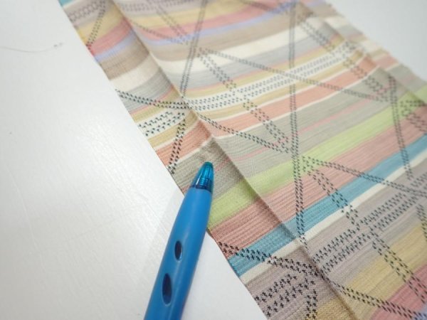 Photo5: 2S10z20  Japanese Kimono Silk TSUMUGI FABRIC Lattice Brown-Gray 37.0x6.7 (5)