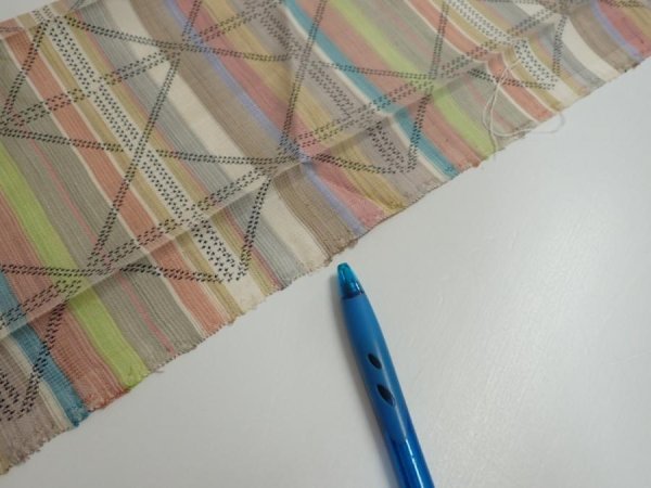 Photo6: 2S10z20  Japanese Kimono Silk TSUMUGI FABRIC Lattice Brown-Gray 37.0x6.7 (6)