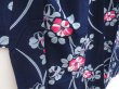 Photo3: 5218T01z560 Vintage Japanese Kimono Cotton YUKATA Camellia Dark navy (3)