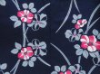 Photo5: 5218T01z560 Vintage Japanese Kimono Cotton YUKATA Camellia Dark navy (5)