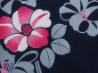 Photo6: 5218T01z560 Vintage Japanese Kimono Cotton YUKATA Camellia Dark navy (6)