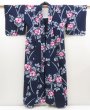 Photo7: 5218T01z560 Vintage Japanese Kimono Cotton YUKATA Camellia Dark navy (7)