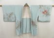 Photo6: 5218T04z620 Vintage Japanese Kimono Silk HAORI Peacock feather Light blue (6)