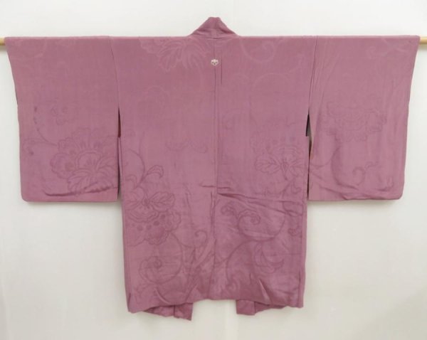 Photo2: 5218T05z510 Vintage Japanese Kimono Silk HAORI Flower Light purple (2)