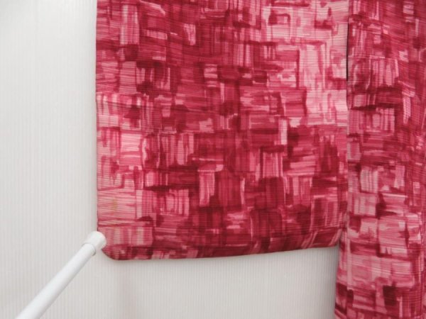 Photo7: 5218T07z580 Vintage Japanese Kimono Silk HAORI  Wine red (7)