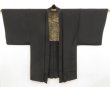Photo1: 5218T09z510 Vintage Japanese Kimono Silk HAORI  Black (1)