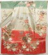 Photo1: 5218T13z1180 Vintage Japanese Kimono Silk FURISODE Tachibana Dark red (1)