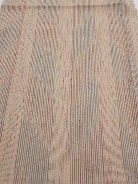 Photo1: 1Q01z60  Japanese Kimono Silk  FABRIC Stripes Light brown 42.9x15.0 (1)