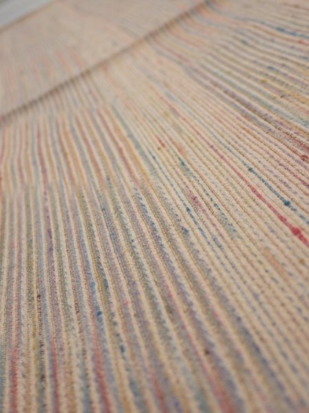 Photo4: 1Q02z60  Japanese Kimono Silk  FABRIC Stripes Light brown 42.5x15.0 (4)