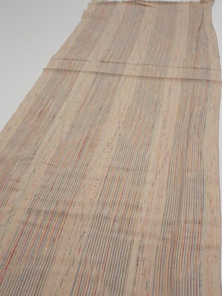 Photo3: 1Q05z100  Japanese Kimono Silk  FABRIC Stripes Light brown 70.9x15.0 (3)