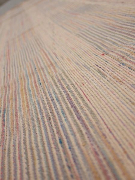 Photo4: 1Q05z100  Japanese Kimono Silk  FABRIC Stripes Light brown 70.9x15.0 (4)