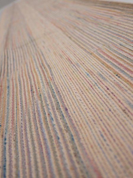 Photo4: 1Q07z50  Japanese Kimono Silk  FABRIC Stripes Light brown 61.0x7.9 (4)