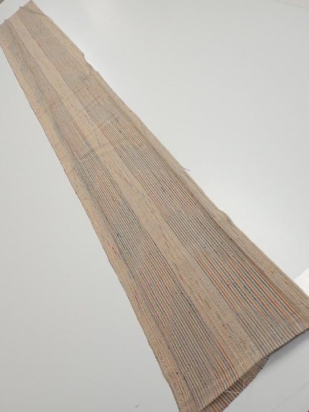 Photo5: 1Q07z50  Japanese Kimono Silk  FABRIC Stripes Light brown 61.0x7.9 (5)