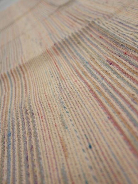 Photo4: 1Q10z30  Japanese Kimono Silk  FABRIC Stripes Light brown 40.9x6.9 (4)