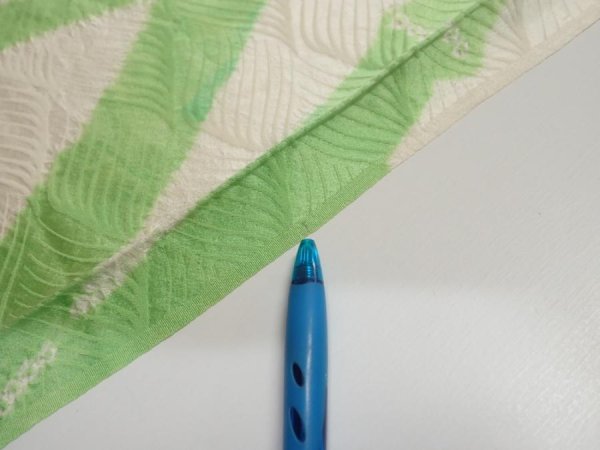 Photo6: 1Q01z60  Japanese Kimono Silk  FABRIC Bamboo Off-white 41.7x14.4 (6)