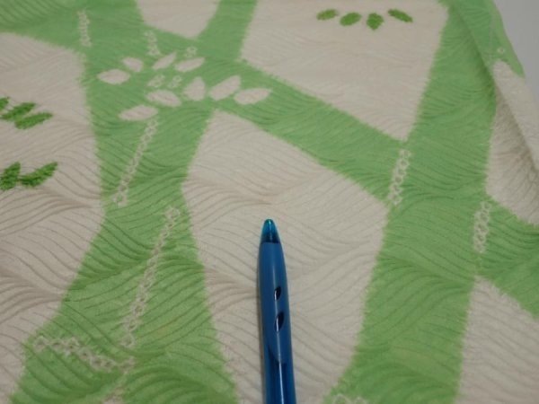 Photo8: 1Q01z60  Japanese Kimono Silk  FABRIC Bamboo Off-white 41.7x14.4 (8)