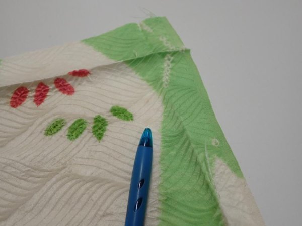 Photo9: 1Q01z60  Japanese Kimono Silk  FABRIC Bamboo Off-white 41.7x14.4 (9)