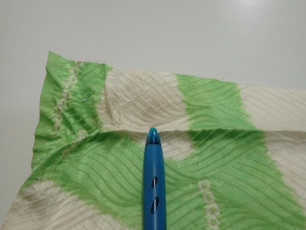 Photo10: 1Q01z60  Japanese Kimono Silk  FABRIC Bamboo Off-white 41.7x14.4 (10)