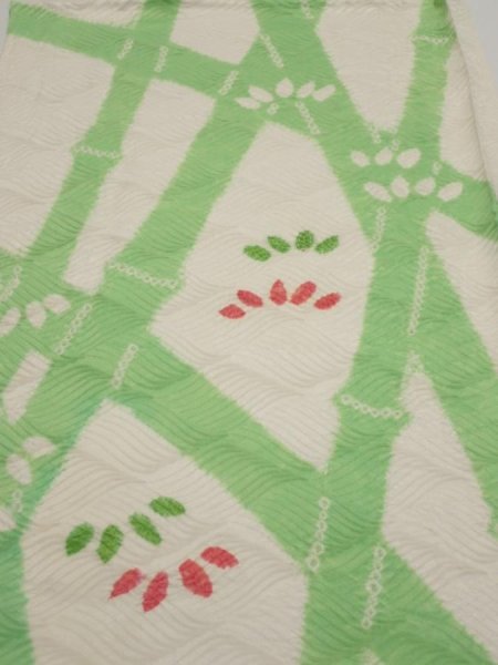 Photo1: 1Q02z60  Japanese Kimono Silk  FABRIC Bamboo Off-white 41.7x14.2 (1)