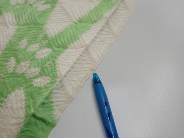 Photo6: 1Q02z60  Japanese Kimono Silk  FABRIC Bamboo Off-white 41.7x14.2 (6)