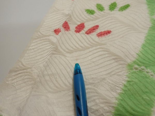 Photo6: 1Q03z90  Japanese Kimono Silk  FABRIC Bamboo Off-white 64.6x14.4 (6)