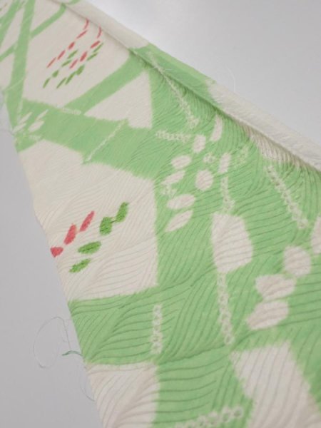 Photo1: 1Q07z40  Japanese Kimono Silk  FABRIC Bamboo Off-white 55.9x7.1 (1)