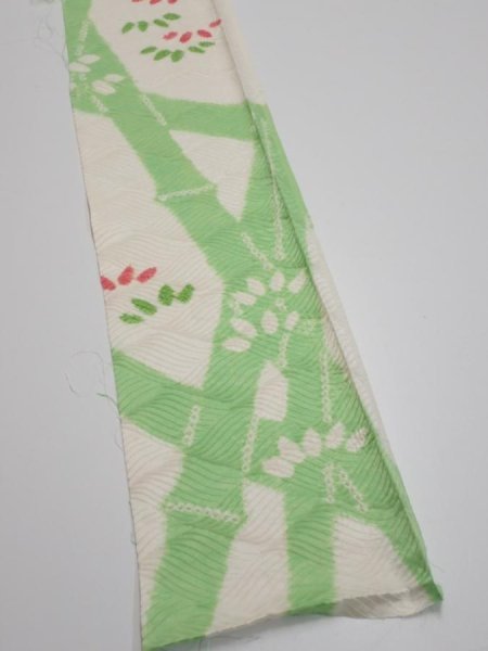 Photo2: 1Q07z40  Japanese Kimono Silk  FABRIC Bamboo Off-white 55.9x7.1 (2)