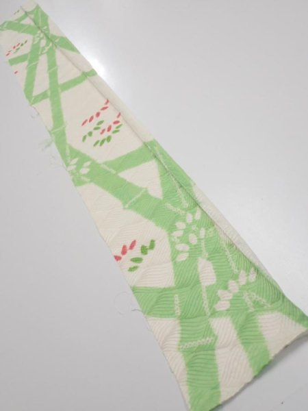 Photo5: 1Q07z40  Japanese Kimono Silk  FABRIC Bamboo Off-white 55.9x7.1 (5)