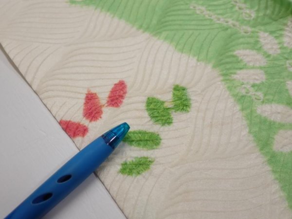 Photo6: 1Q07z40  Japanese Kimono Silk  FABRIC Bamboo Off-white 55.9x7.1 (6)