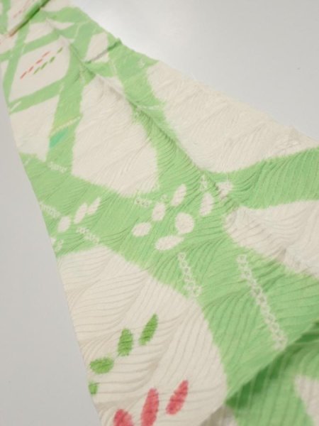 Photo1: 1Q09z60  Japanese Kimono Silk  FABRIC Bamboo Off-white 79.5x7.1 (1)