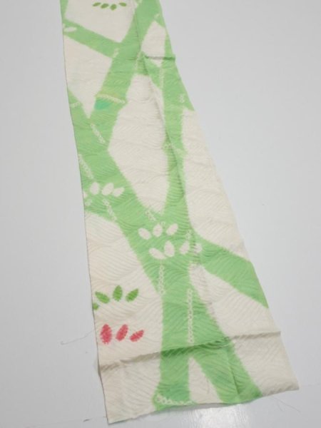 Photo2: 1Q09z60  Japanese Kimono Silk  FABRIC Bamboo Off-white 79.5x7.1 (2)