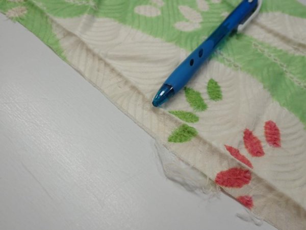 Photo6: 1Q09z60  Japanese Kimono Silk  FABRIC Bamboo Off-white 79.5x7.1 (6)