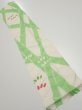 Photo1: 1Q10z30  Japanese Kimono Silk  FABRIC Bamboo Off-white 37.0x7.1 (1)