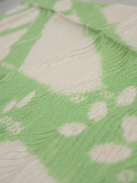 Photo4: 1Q10z30  Japanese Kimono Silk  FABRIC Bamboo Off-white 37.0x7.1 (4)