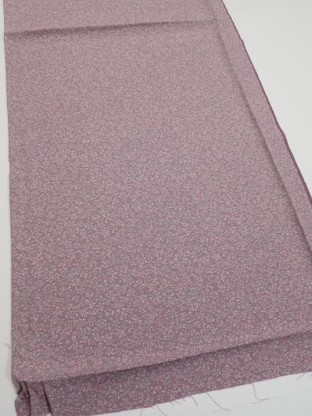 Photo2: 1Q01z60  Japanese Kimono Silk  FABRIC Flower Dull purple 40.6x14.6 (2)