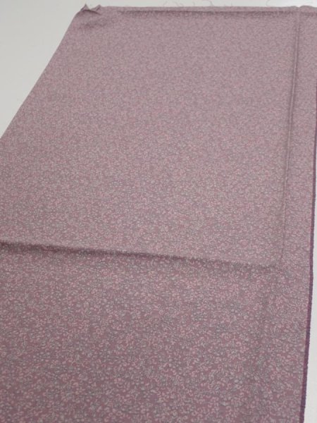 Photo3: 1Q02z60  Japanese Kimono Silk  FABRIC Flower Dull purple 40.2x14.6 (3)