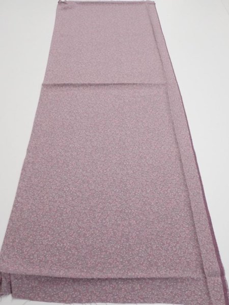 Photo4: 1Q02z60  Japanese Kimono Silk  FABRIC Flower Dull purple 40.2x14.6 (4)