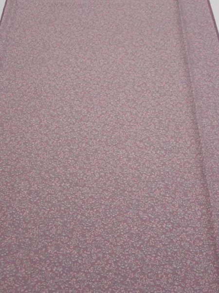 Photo2: 1Q04z90  Japanese Kimono Silk  FABRIC Flower Dull purple 63.0x14.6 (2)