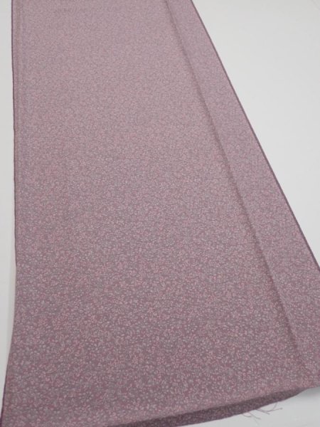 Photo3: 1Q04z90  Japanese Kimono Silk  FABRIC Flower Dull purple 63.0x14.6 (3)