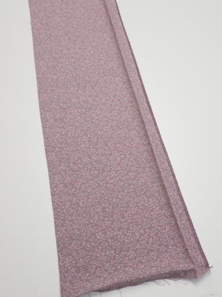 Photo2: 1Q07z40  Japanese Kimono Silk  FABRIC Flower Dull purple 55.9x7.3 (2)