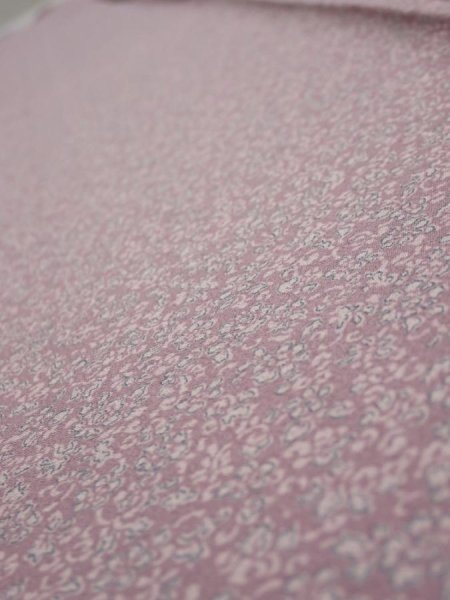 Photo4: 1Q08z40  Japanese Kimono Silk  FABRIC Flower Dull purple 56.7x7.3 (4)