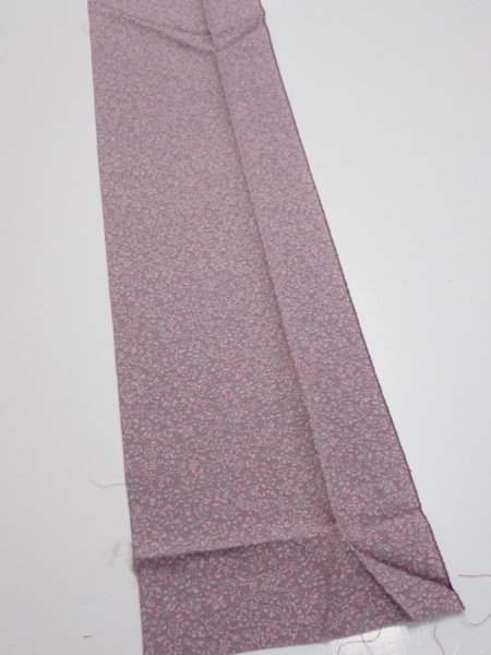 Photo2: 1Q09z60  Japanese Kimono Silk  FABRIC Flower Dull purple 78.3x7.1 (2)