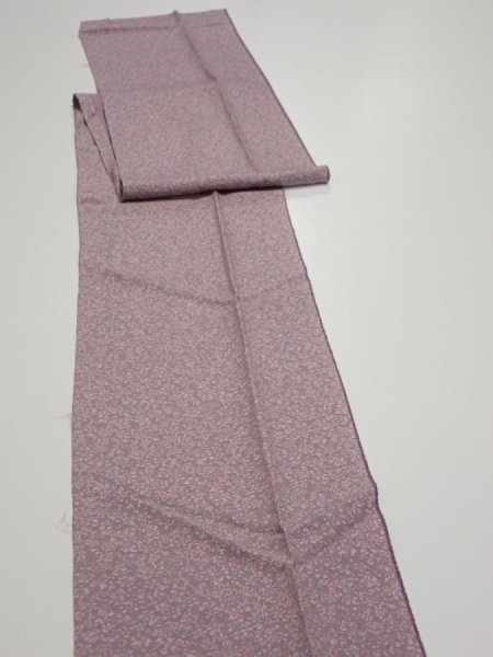 Photo3: 1Q09z60  Japanese Kimono Silk  FABRIC Flower Dull purple 78.3x7.1 (3)
