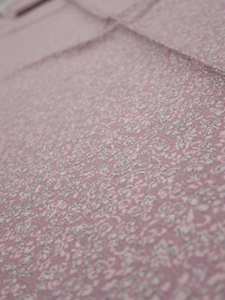 Photo4: 1Q09z60  Japanese Kimono Silk  FABRIC Flower Dull purple 78.3x7.1 (4)